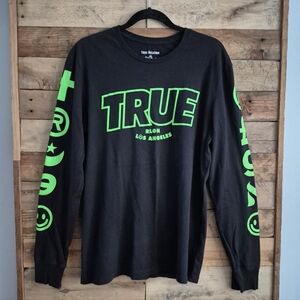 True Religion Graphic Long Sleeve T-Shirt Men's Large Black and Green